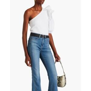 Veronica Beard Women's Diantha One Shoulder Ribbed Ruffle Top XS L NWT 348 White